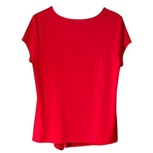 INC International Concepts Red Knot-Front Top Short Sleeve Size Large - Picture 2 of 7